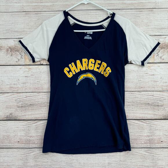 NFL‎ Los Angeles Chargers Short Sleeve T-Shirt Women's Size M Blue/White - Picture 1 of 8